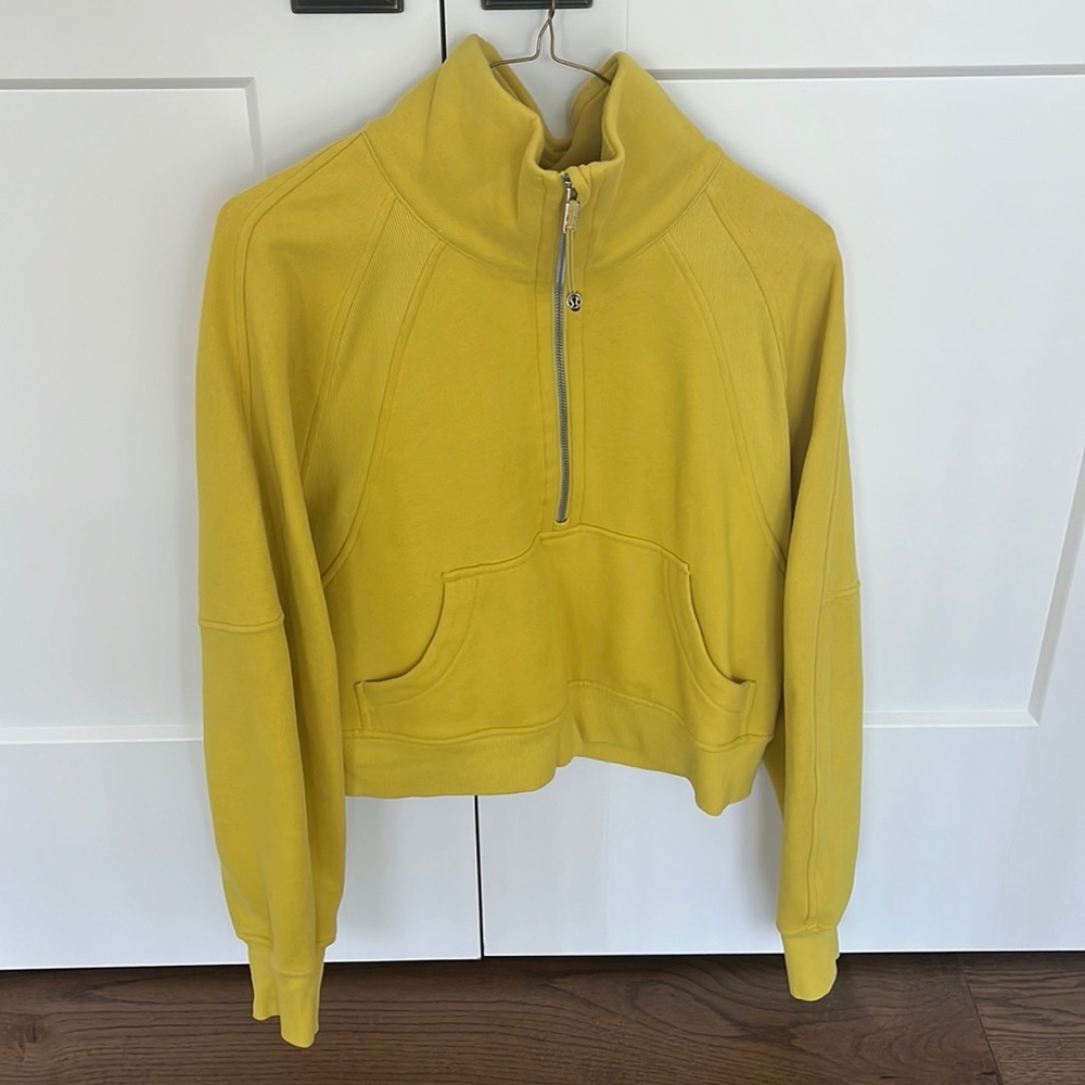 Lululemon soleil yellow scuba half zip funnel neck